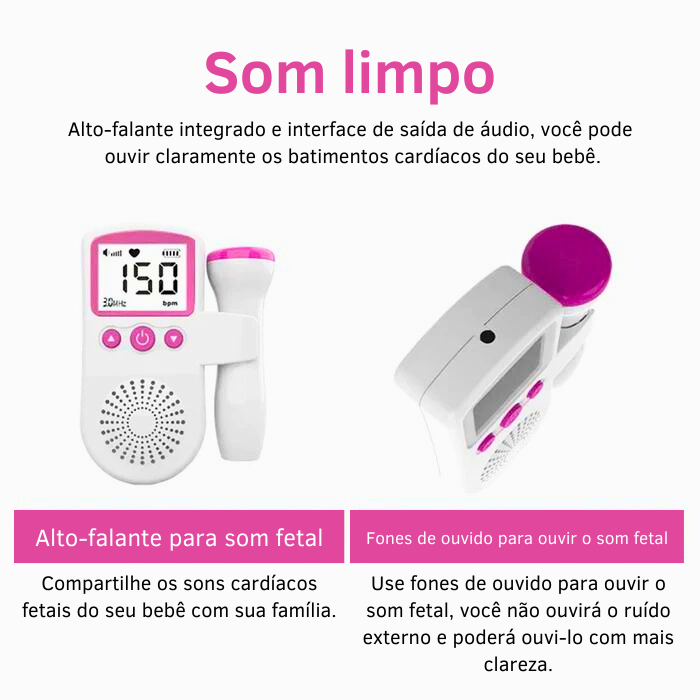 Monitor de frequência cardíaca portátil - Escute seu Bebê