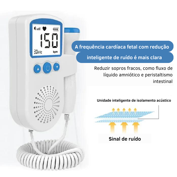 Monitor de frequência cardíaca portátil - Escute seu Bebê